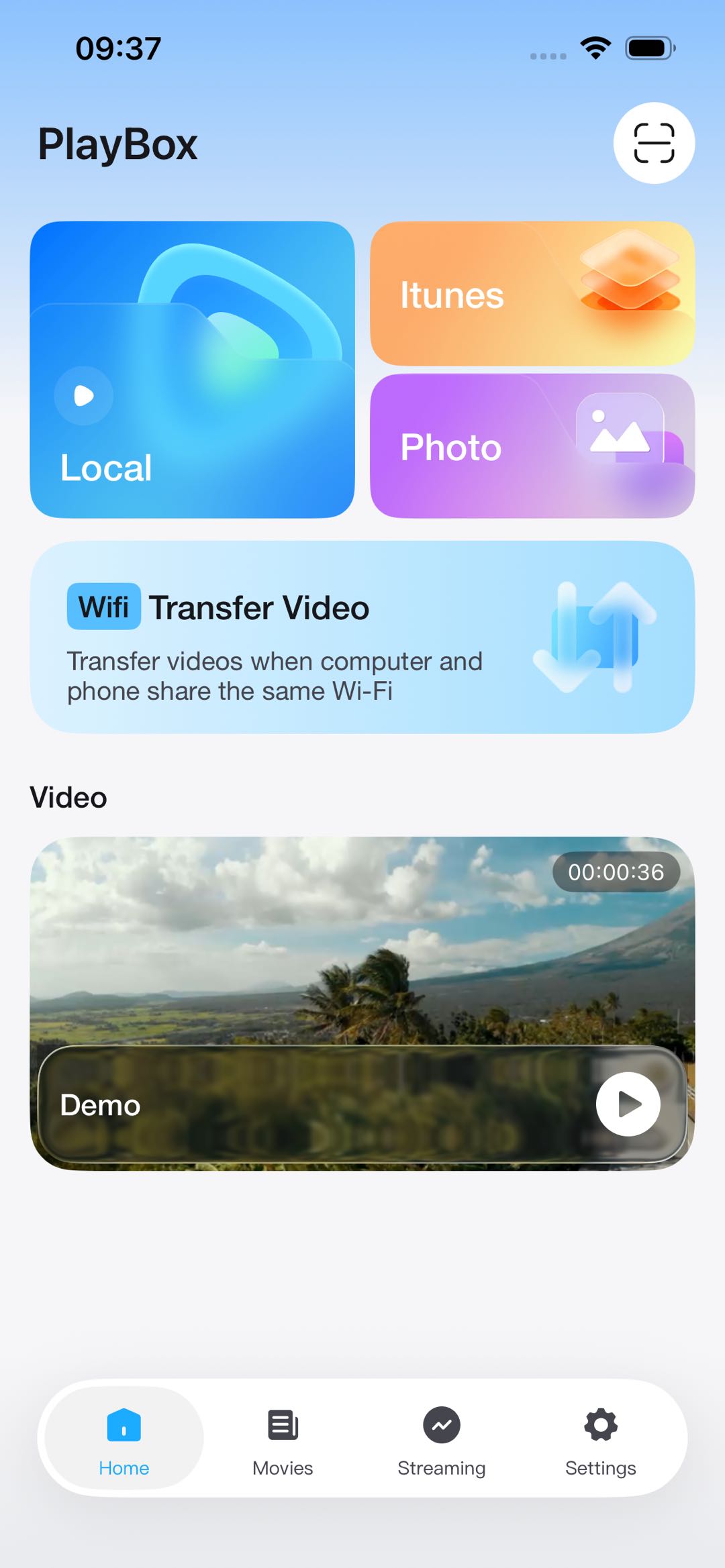 PlayBox home screen