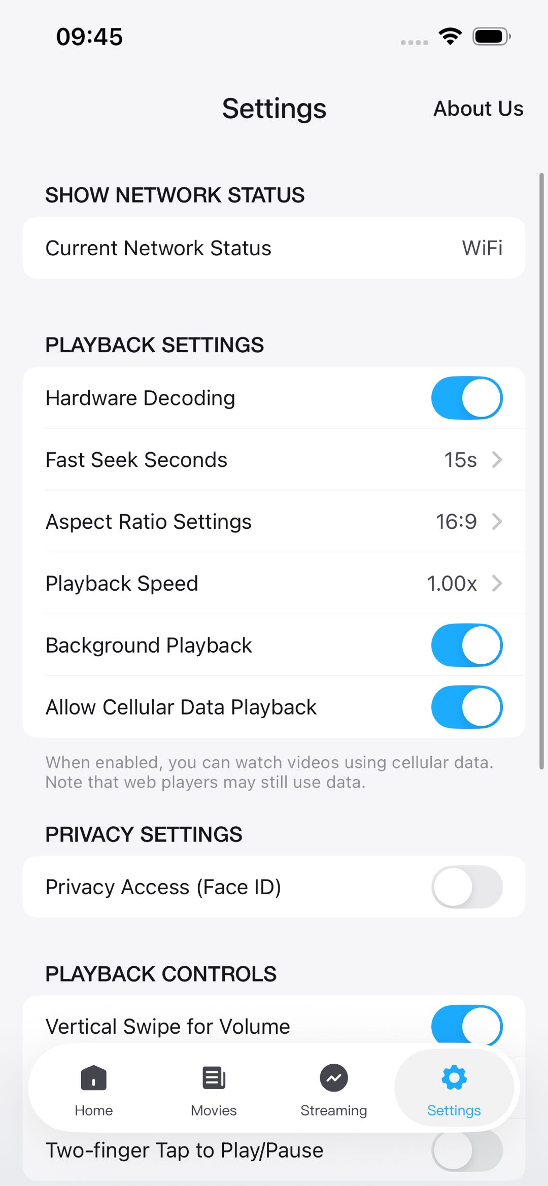 Settings